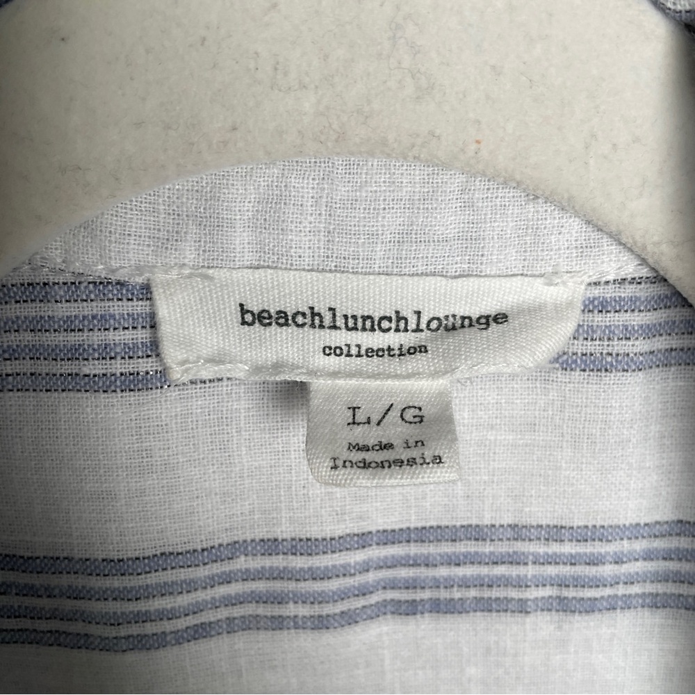 beachlunchlounge Sleeveless Button-Front Cotton Linen Top, Coastal Nautical L. - Picture 4 of 7